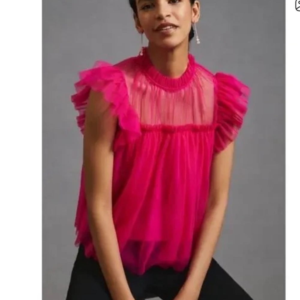 Anthropologie Sunday in Brooklyn pink tulle top. NWT. Retail 78